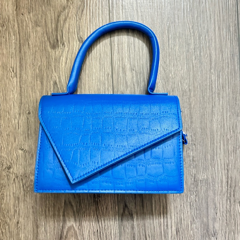 Blue Crocodile Pattern Handbag